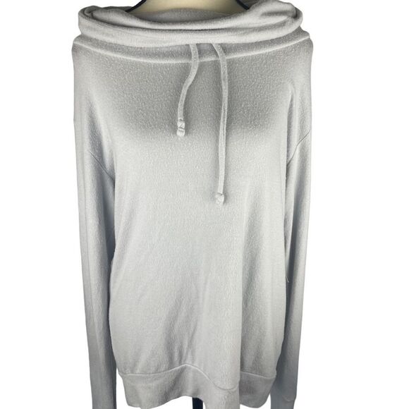Nordstrom Women Gray Funnel Neck Drawstring Long Sleeve Modal Blend Pullover : M - Picture 7 of 9